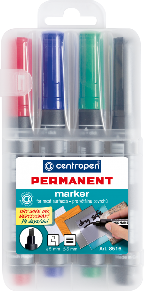 Zestaw markerów permanentnych Permanent Dry Safe Ink 8516